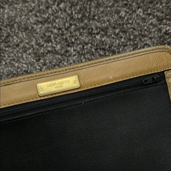 MORABITO PARIS Black & Brown Leather Clutch Bag Cosmetic Hand Bag - Picture 8 of 13